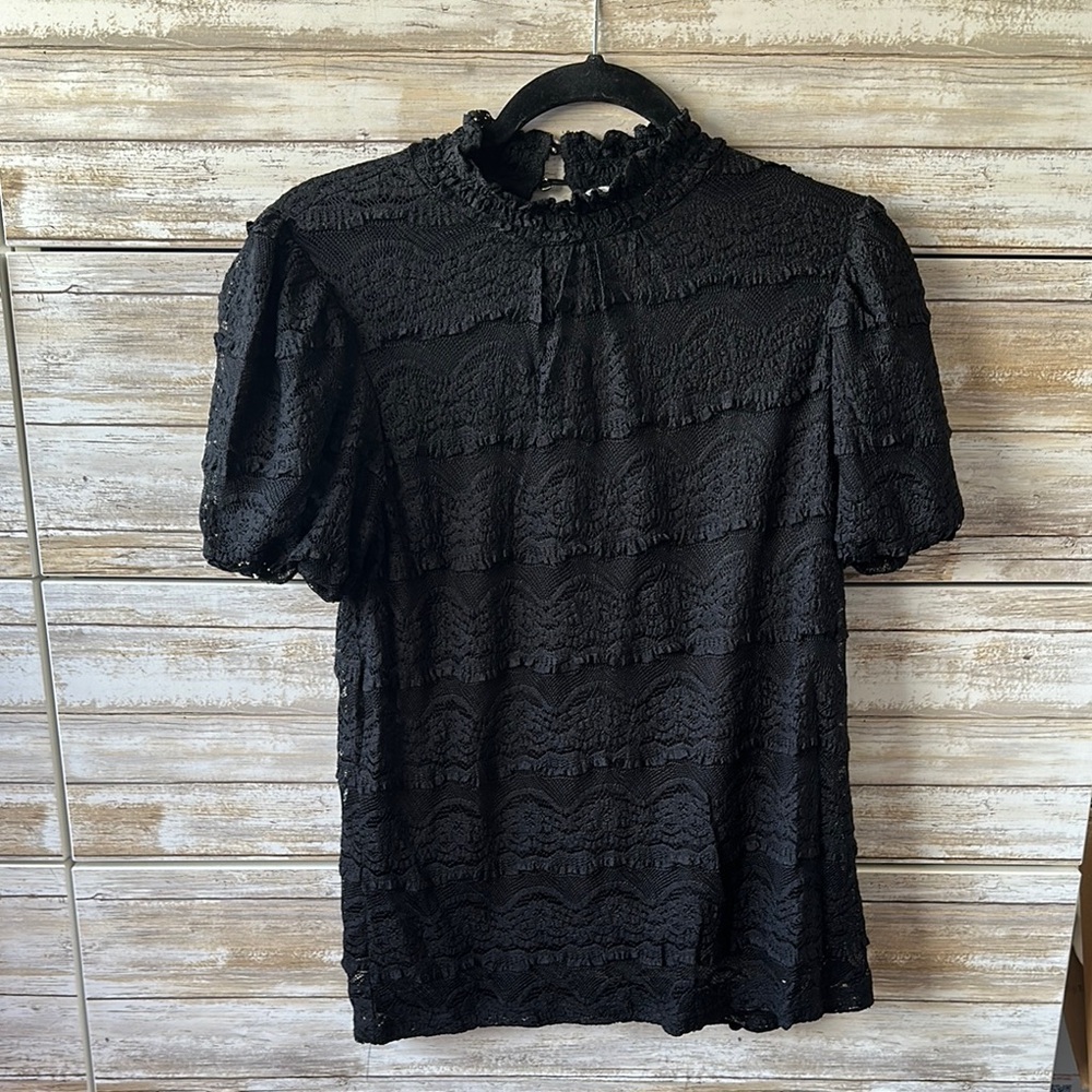 🖤 Cupio Blush Black Lace Mock Neck Blouse NWT Medium 🖤